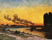 Armand Guillaumin Setting Sun at Ivry France oil painting reproduction
